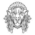 Lion head cool with dreadlock monochrome Royalty Free Stock Photo