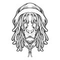 Lion head cool rasta with hat reggae silhouette Royalty Free Stock Photo