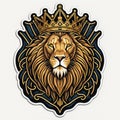 Lion head in crown. King of the jungle. Vector illustration. generative ai Royalty Free Stock Photo
