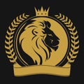 Lion head with crown logo Royalty Free Stock Photo