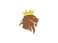 Lion head and crown in the top logo design illustration Royalty Free Stock Photo