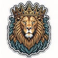 Lion head with crown. Lion head with crown. Vector illustration. generative ai Royalty Free Stock Photo