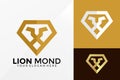 Lion Head Diamond Logo Design, Brand Identity logos vector, modern logo, Logo Designs Vector Illustration Template Royalty Free Stock Photo