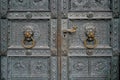 Lion Head Door Ancient Knocker in Cologne Cathedral,Germany Royalty Free Stock Photo