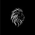 Lion head dotwork tattoo with dots shading, depth illusion, tippling tattoo. Hand drawing bird emblem on black Royalty Free Stock Photo