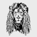 Lion head with dreadlocks - editable vector graphic Royalty Free Stock Photo