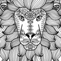 Lion head with ethnic floral pattern Royalty Free Stock Photo