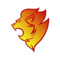 Lion head in flames symbol, icon