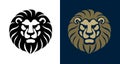 Lion Head front view logo vector design template icon illustration Royalty Free Stock Photo