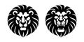 Lion Head front view logo vector design template icon illustration Royalty Free Stock Photo