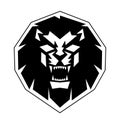 Lion Head front view logo vector design template icon illustration Royalty Free Stock Photo