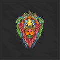 Lion head full colour with floral style suitable for print and shirts design