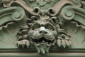 Lion head. Funny mascaron on the Art Nouveau building Royalty Free Stock Photo