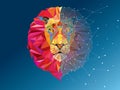 Lion head in geometric pattern with star line