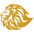 Lion Head Gold Logo Vector Design Template