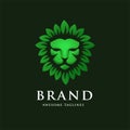 Lion head with green leaf logo Royalty Free Stock Photo