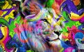 Lion head illustration color art Royalty Free Stock Photo