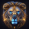 lion head image with nein art illustration, generative Ai art