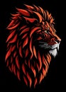 Lion head isolated on black background, king lion artictic design. Generative Ai Royalty Free Stock Photo