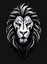 Lion head isolated on black background, king lion artictic design Royalty Free Stock Photo