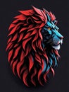 Lion head isolated on black background, king lion artictic design. Generative Ai Royalty Free Stock Photo