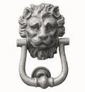 Lion head knocker isolated on white background.