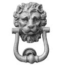 Lion head knocker isolated on white background.