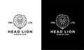 Lion head line vector logo