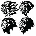 Lion Head Logo Collection Set. Premium Design Vector Illustration Icons Pack Royalty Free Stock Photo