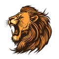 Lion head logo design. Abstract colorful lion head. Evil face of a lion