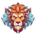 Lion head logo design. Abstract colorful lion head. Evil face of a lion