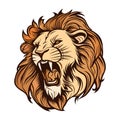 Lion head logo design. Abstract colorful lion head. Evil face of a lion