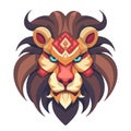 Lion head logo design. Abstract colorful lion head. Evil face of a lion