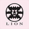 Lion logo circle vector template.