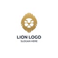 Lion head logo design template, elegant lion head vector illustration on a dark background Royalty Free Stock Photo