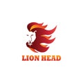 Lion head logo illustration color line design vector template Royalty Free Stock Photo