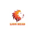 Lion head logo illustration color line design vector template Royalty Free Stock Photo