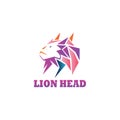 Lion head logo illustration color line design vector template Royalty Free Stock Photo