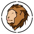 lion head logo illustration, wild animal with thick fur on white background Royalty Free Stock Photo