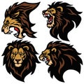Lion Head Logo Set Vector Sport Esport Mascot Illustration Design