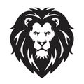 Lion Head Logo, Sign, Vector Black and White Design Royalty Free Stock Photo