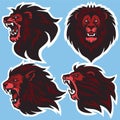 Lion Head Logo Vector Set Design Premium Collection