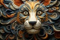 a lion head made out of paper with swirls around it Royalty Free Stock Photo