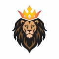 Lion Head Mascot with Crown Vector Logo Template Royalty Free Stock Photo