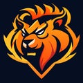 Lion head mascot esport team logo design vector template illustration. AI generated