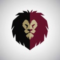 Lion Head Mascot Logo Flat Design Vector Illustration