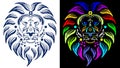 lion head mexican huichol art illustration pack collection