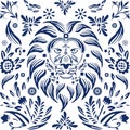 lion head mexican talavera mosaic illustration