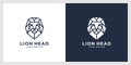 Lion head mono line logo vector