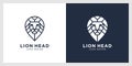 Lion head mono line logo vector